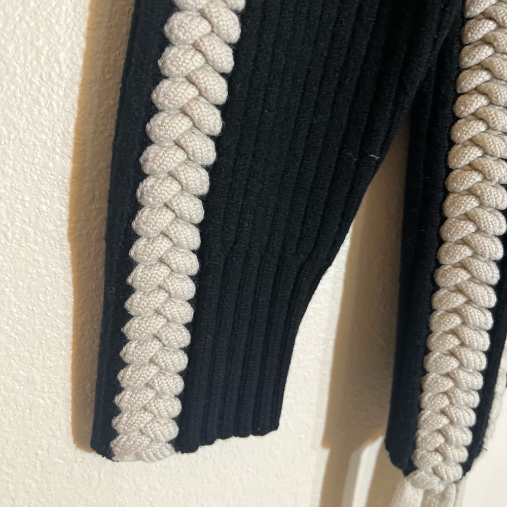 Derek Lam 100% Merino Wool Ribbed Knit Sweater with Braided Detail - Picture 7 of 12